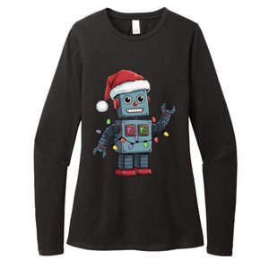 Festive Robot Bringing Christmas Cheer And Fun Lights Womens CVC Long Sleeve Shirt