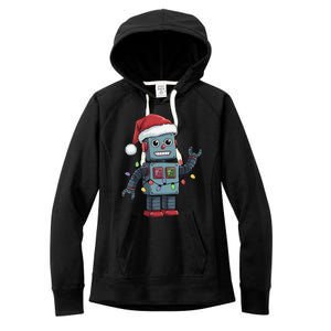 Festive Robot Bringing Christmas Cheer And Fun Lights Women's Fleece Hoodie