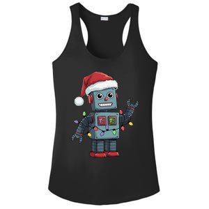 Festive Robot Bringing Christmas Cheer And Fun Lights Ladies PosiCharge Competitor Racerback Tank