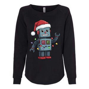 Festive Robot Bringing Christmas Cheer And Fun Lights Womens California Wash Sweatshirt