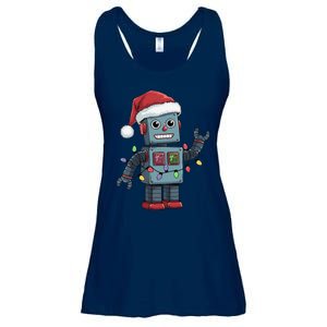 Festive Robot Bringing Christmas Cheer And Fun Lights Ladies Essential Flowy Tank