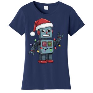 Festive Robot Bringing Christmas Cheer And Fun Lights Women's T-Shirt