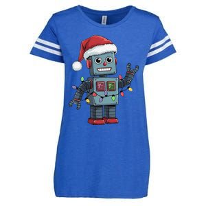 Festive Robot Bringing Christmas Cheer And Fun Lights Enza Ladies Jersey Football T-Shirt