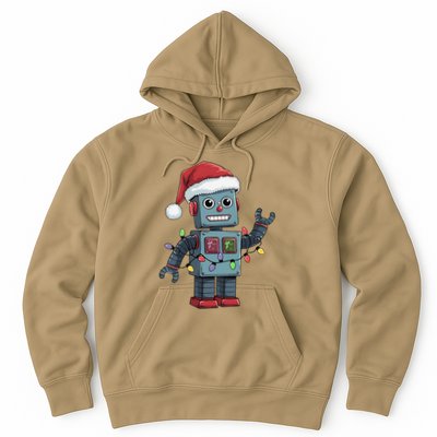 Festive Robot Bringing Christmas Cheer And Fun Lights Hoodie