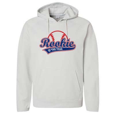 Funny Retro Baseball Rookie of the Year Performance Fleece Hoodie