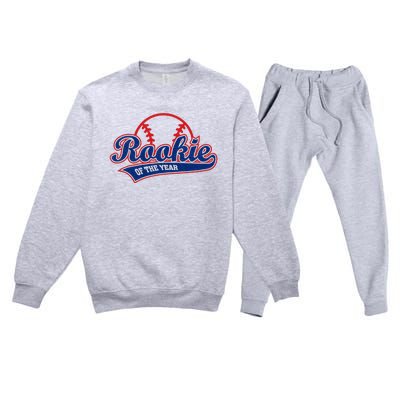 Funny Retro Baseball Rookie of the Year Premium Crewneck Sweatsuit Set