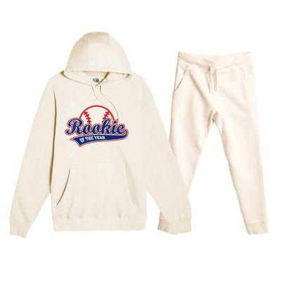 Funny Retro Baseball Rookie of the Year Premium Hooded Sweatsuit Set