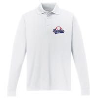 Funny Retro Baseball Rookie of the Year Performance Long Sleeve Polo