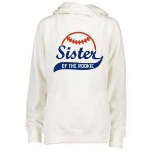 Funny Retro Baseball Sister of the Rookie Womens Funnel Neck Pullover Hood