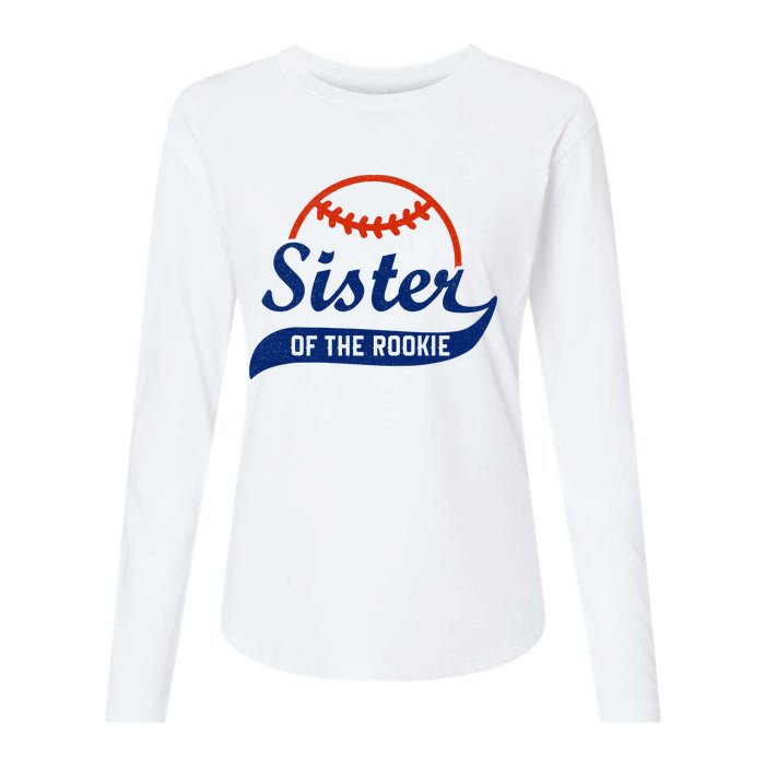 Funny Retro Baseball Sister of the Rookie Womens Cotton Relaxed Long Sleeve T-Shirt