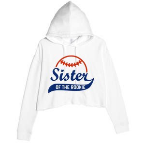 Funny Retro Baseball Sister of the Rookie Crop Fleece Hoodie