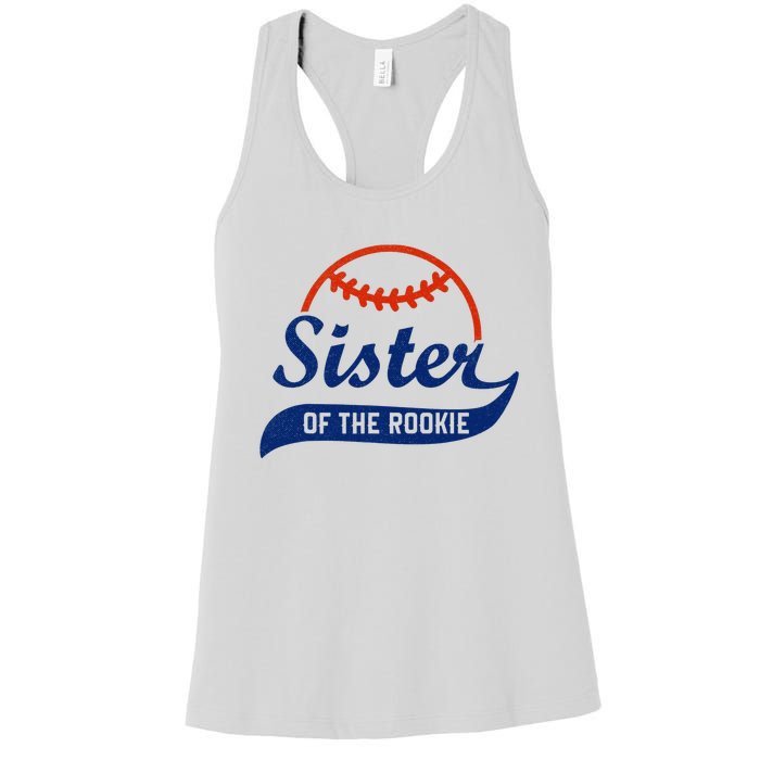 Funny Retro Baseball Sister of the Rookie Women's Racerback Tank