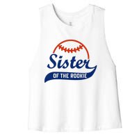 Funny Retro Baseball Sister of the Rookie Women's Racerback Cropped Tank