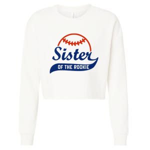 Funny Retro Baseball Sister of the Rookie Cropped Pullover Crew