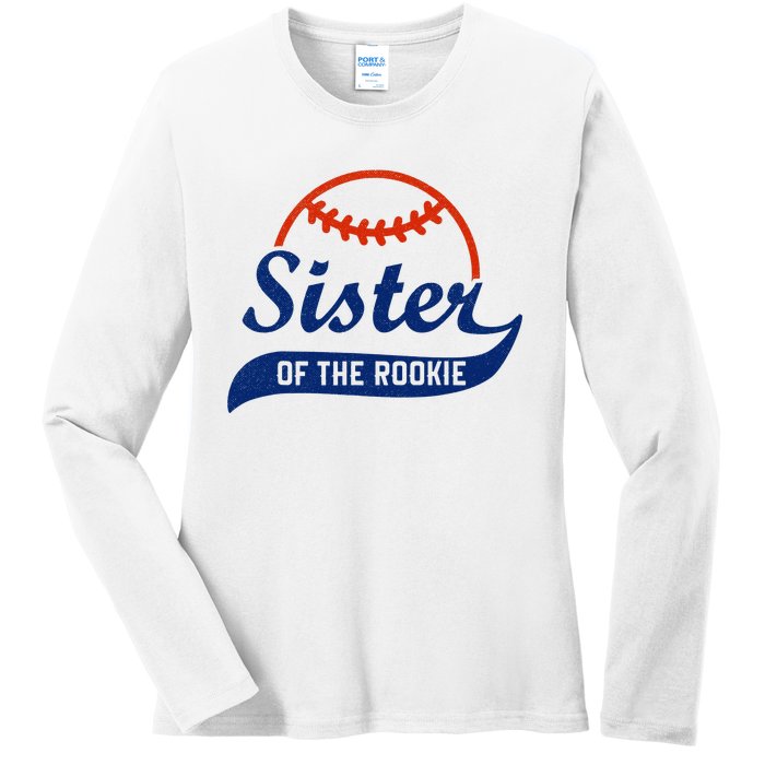 Funny Retro Baseball Sister of the Rookie Ladies Long Sleeve Shirt