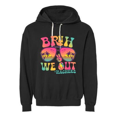 Funny Retro Bruh We Out Teachers Garment-Dyed Fleece Hoodie