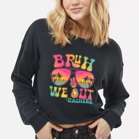 Funny Retro Bruh We Out Teachers Cropped Pullover Crew