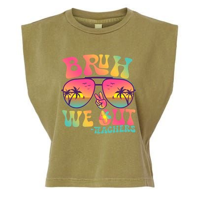 Funny Retro Bruh We Out Teachers Garment-Dyed Women's Muscle Tee