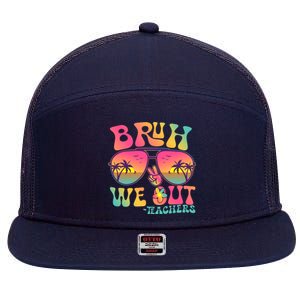 Funny Retro Bruh We Out Teachers 7 Panel Mesh Trucker Snapback Hat