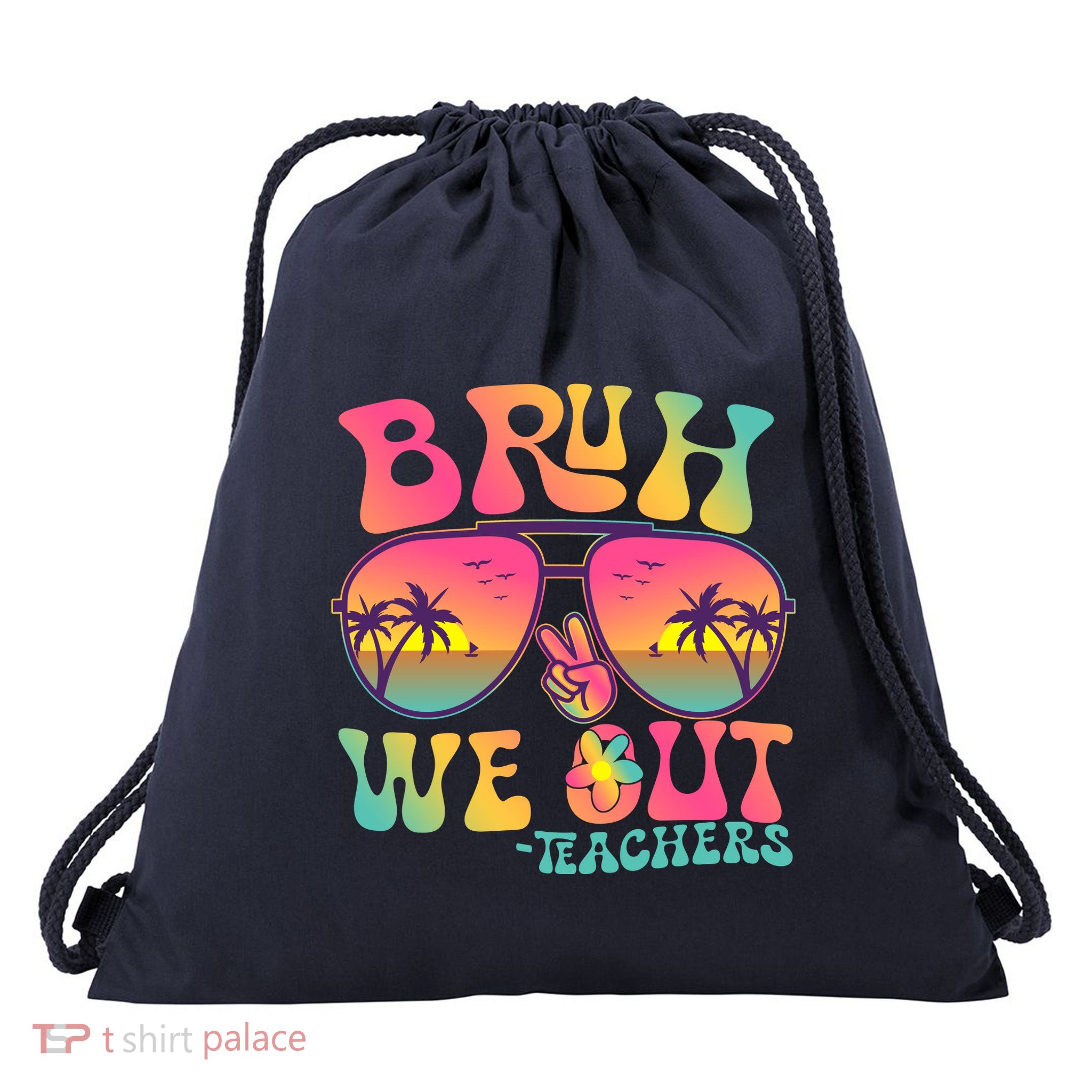 Funny Retro Bruh We Out Teachers Drawstring Bag