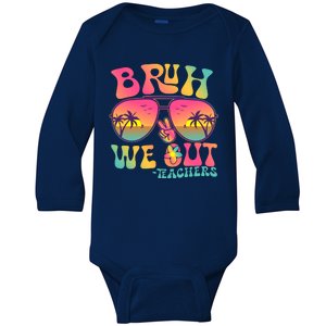 Funny Retro Bruh We Out Teachers Baby Long Sleeve Bodysuit