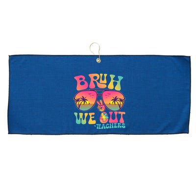 Funny Retro Bruh We Out Teachers Large Microfiber Waffle Golf Towel