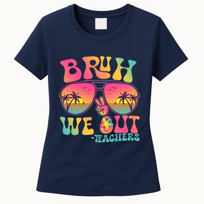 Funny Retro Bruh We Out Teachers Womens T-Shirt