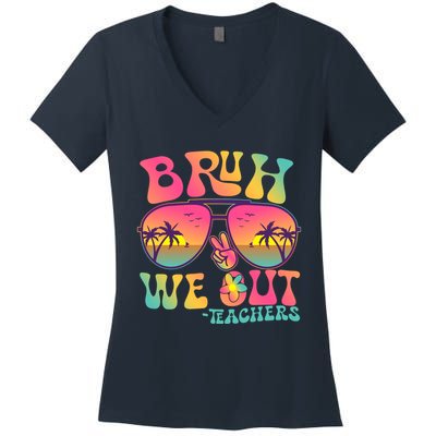 Funny Retro Bruh We Out Teachers Women's V-Neck T-Shirt