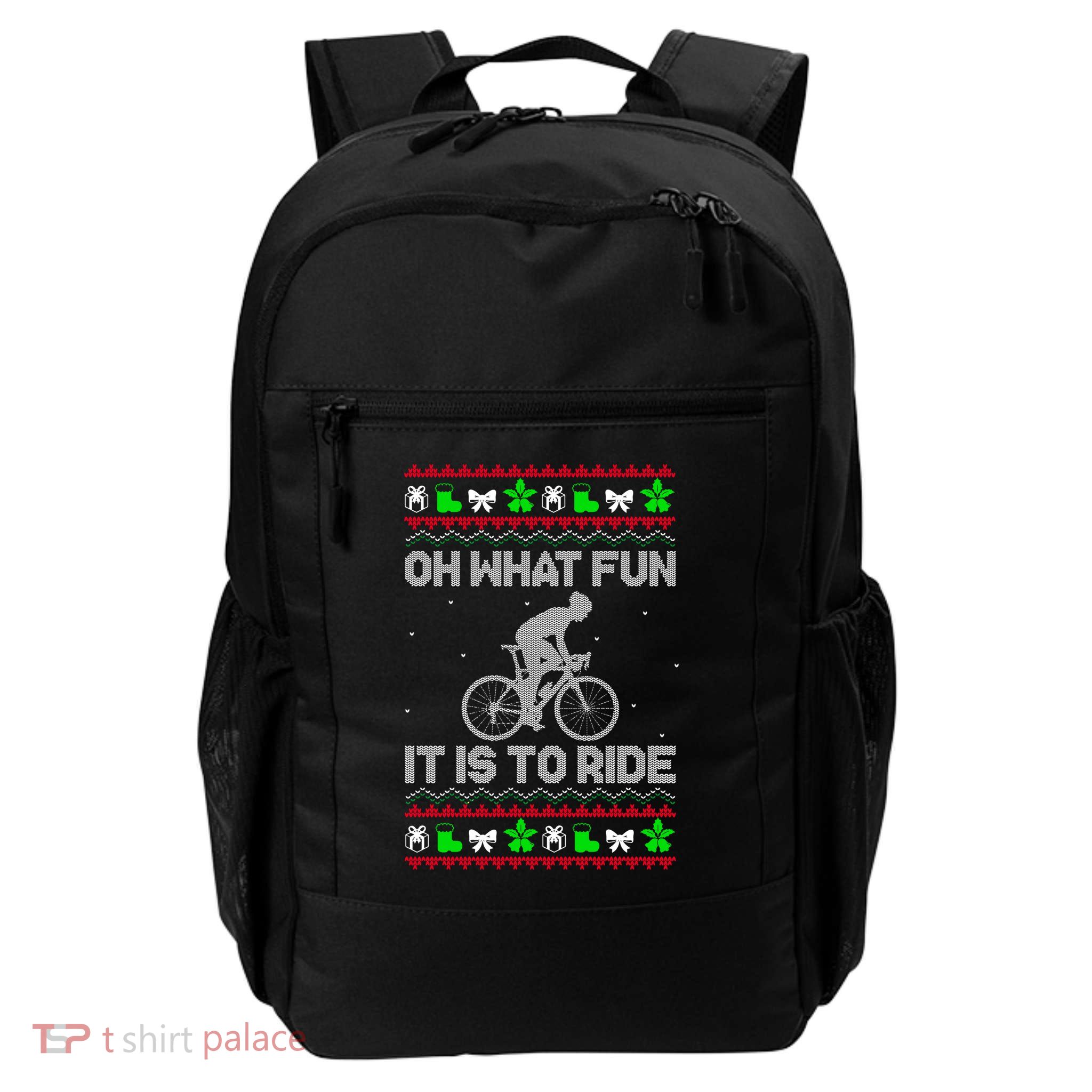 Funny Road Bike Riding Cycling Xmas Backpack