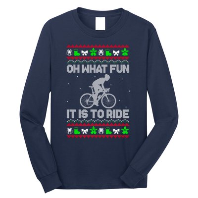 Funny Road Bike Riding Cycling Xmas Long Sleeve Shirt
