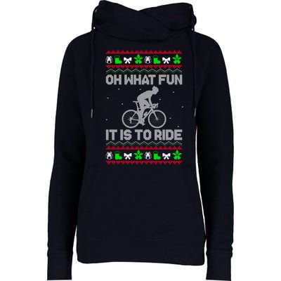 Funny Road Bike Riding Cycling Xmas Womens Funnel Neck Pullover Hood