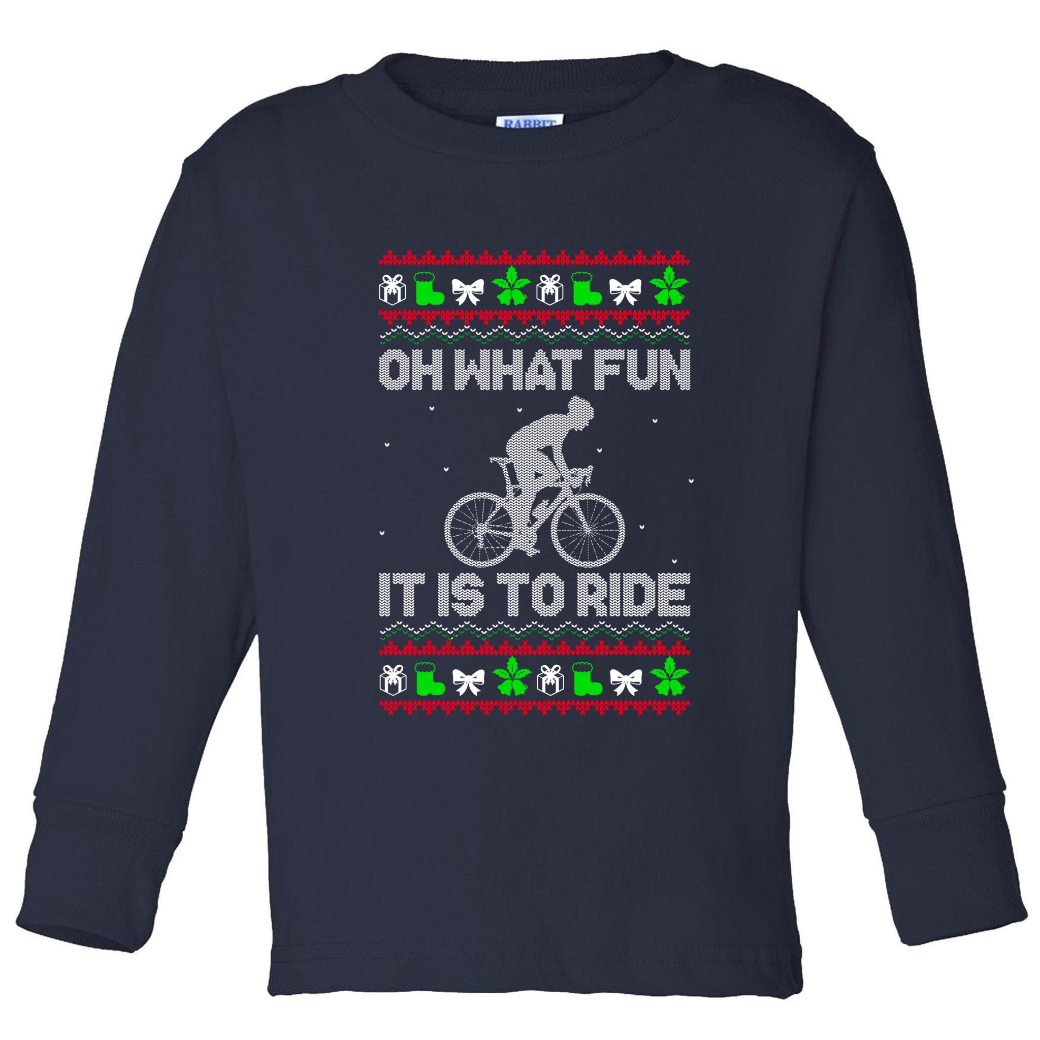 Funny Road Bike Riding Cycling Xmas Toddler Long Sleeve Shirt