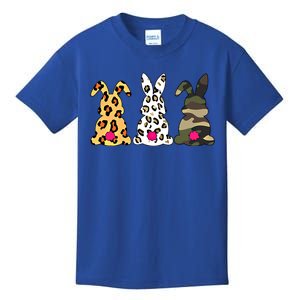 Funny Rabbits Bunnies Leopard Camouflage Happy Easter Day Gift Kids T-Shirt