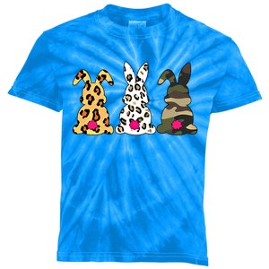 Funny Rabbits Bunnies Leopard Camouflage Happy Easter Day Gift Kids Tie-Dye T-Shirt