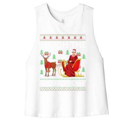 Feminist Ruth Bader Ginsburg Rbg Xmas Sleigh The Patriarchy Gift Women's Racerback Cropped Tank