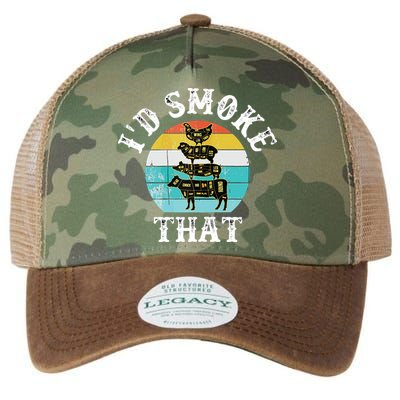 Funny Retro BBQ Party Smoker Chef I'd Smoke That Legacy Tie Dye Trucker Hat