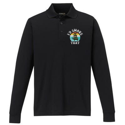 Funny Retro BBQ Party Smoker Chef I'd Smoke That Performance Long Sleeve Polo