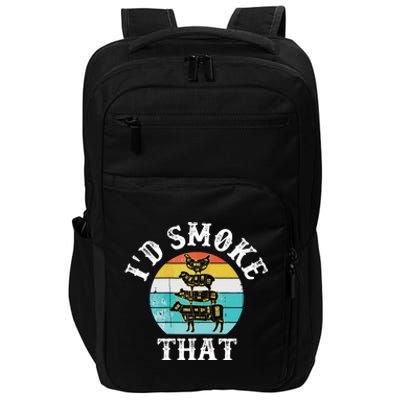 Funny Retro BBQ Party Smoker Chef I'd Smoke That Impact Tech Backpack