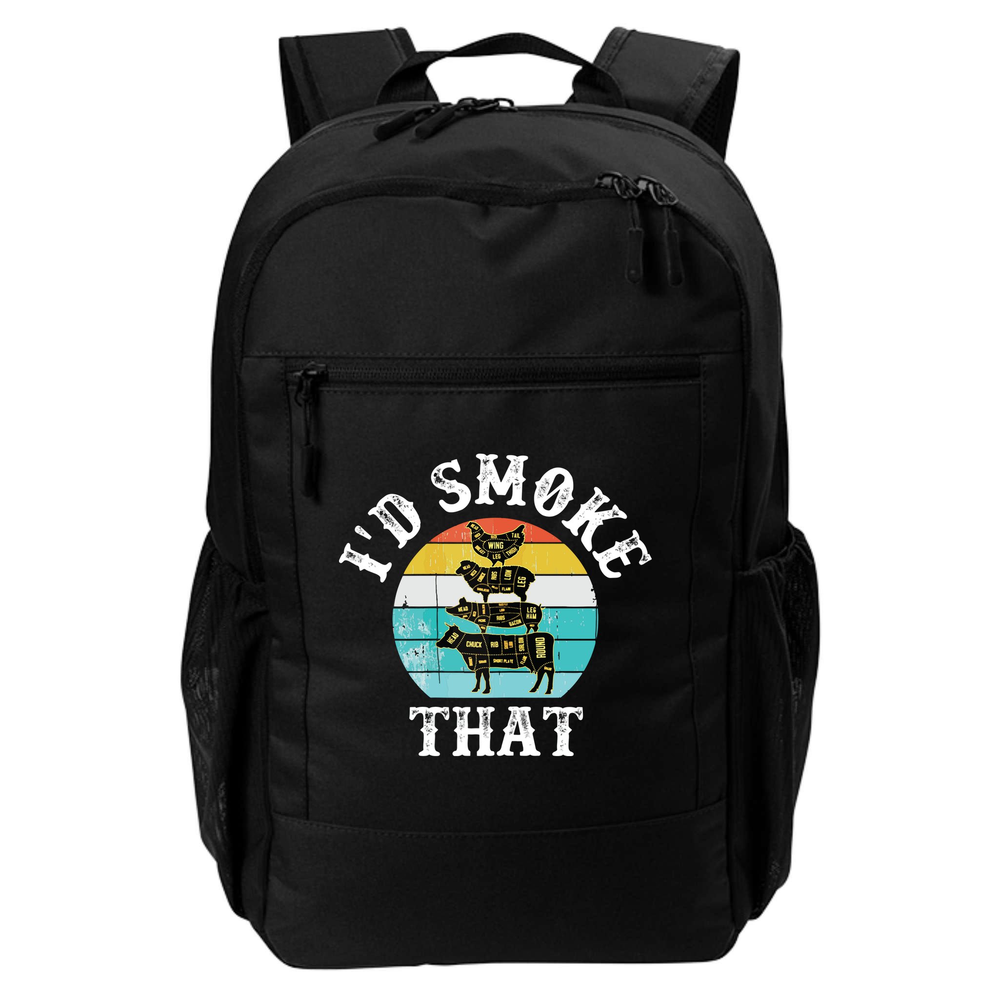 Funny Retro BBQ Party Smoker Chef I'd Smoke That Backpack