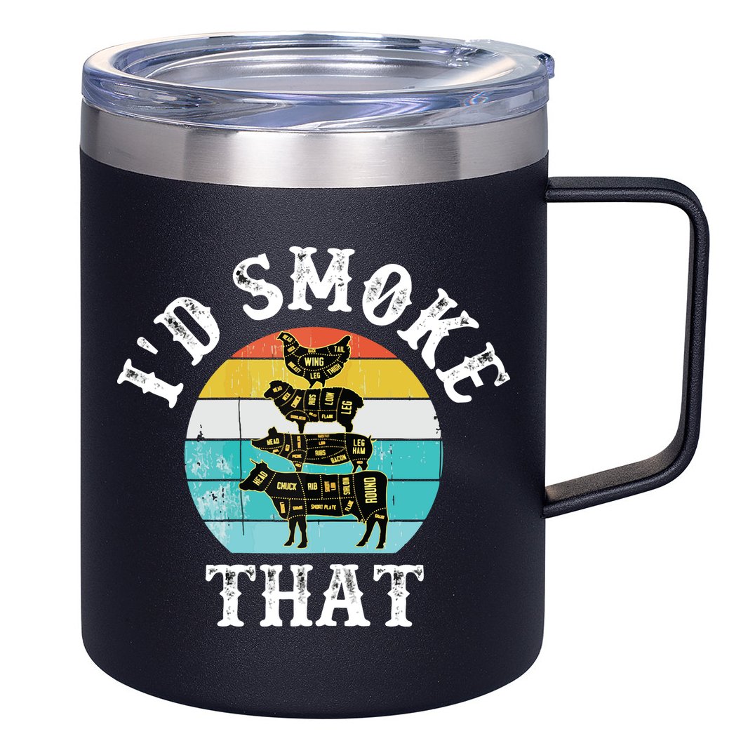 Funny Retro BBQ Party Smoker Chef I'd Smoke That 12oz Stainless Steel Coffee Mug