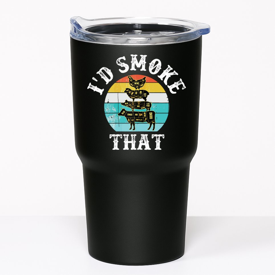 Funny Retro BBQ Party Smoker Chef I'd Smoke That Tumbler