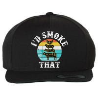 Funny Retro BBQ Party Smoker Chef I'd Smoke That Wool Snapback Cap