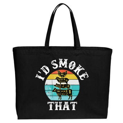 Funny Retro BBQ Party Smoker Chef I'd Smoke That Cotton Canvas Jumbo Tote