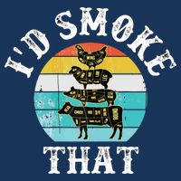 Funny Retro BBQ Party Smoker Chef I'd Smoke That 7 Panel Mesh Trucker Snapback Hat
