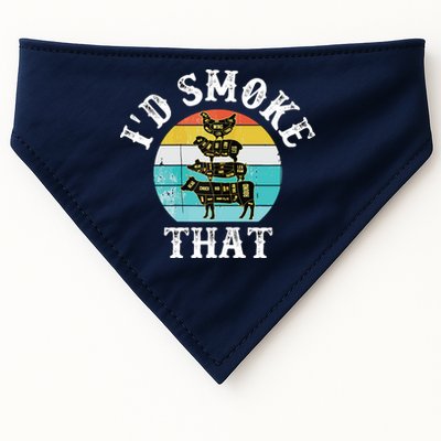 Funny Retro BBQ Party Smoker Chef I'd Smoke That USA-Made Doggie Bandana