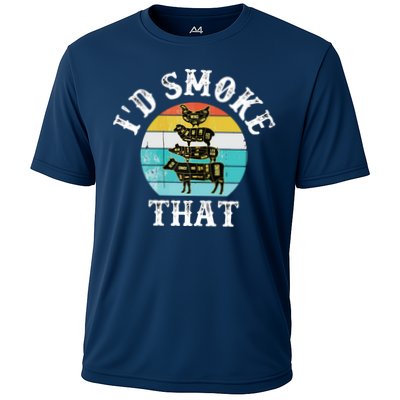 Funny Retro BBQ Party Smoker Chef I'd Smoke That Performance Shirt