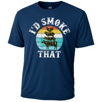 Funny Retro BBQ Party Smoker Chef I'd Smoke That Cooling Performance Crew T-Shirt