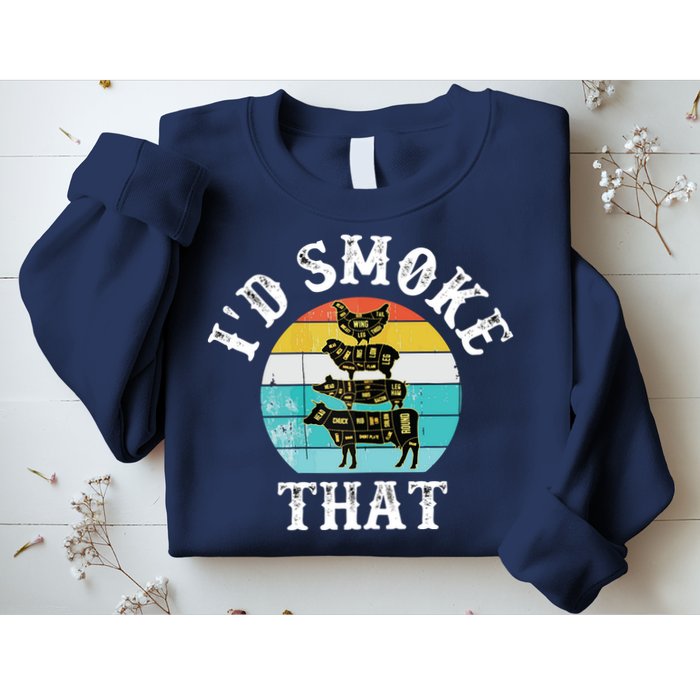 Funny Retro BBQ Party Smoker Chef I'd Smoke That Sweatshirt