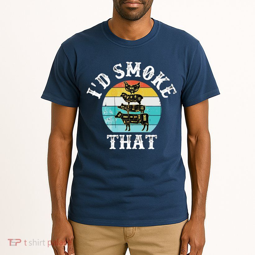 Funny Retro BBQ Party Smoker Chef I'd Smoke That Tall T-Shirt