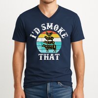 Funny Retro BBQ Party Smoker Chef I'd Smoke That V-Neck T-Shirt